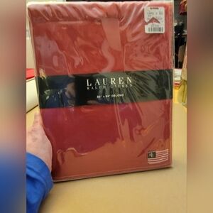 NWT VTG Lauren Ralph Lauren Red Twill Tablecloth 60" x 84" Oblong